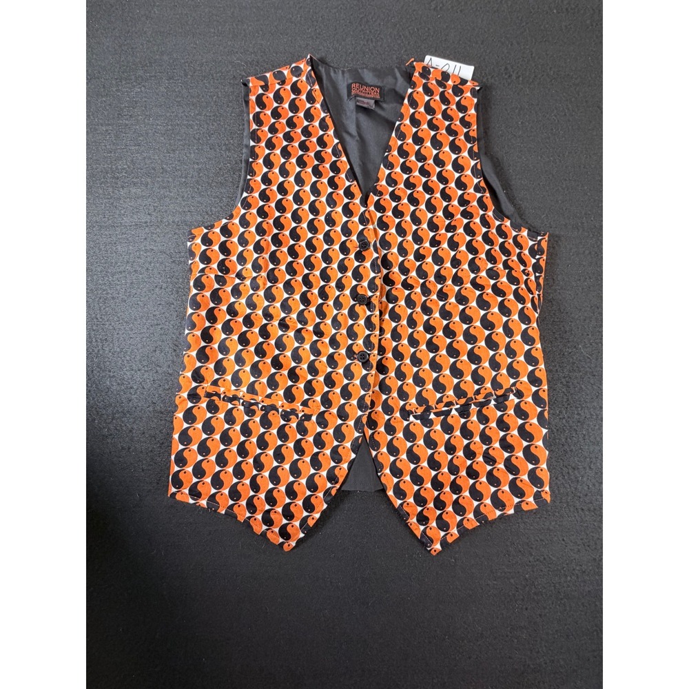 Reunion Outfitters Mens Yin Yang Print Cotton Vest Orange Black Size M Waistcoat